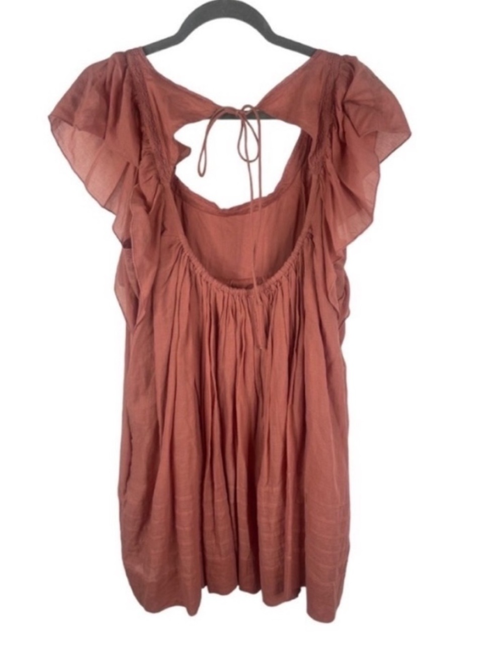 Free People Hailey Babydoll Ruffle Mini Dress w/ Open Back & Flounce Bodice - Picture 7 of 9
